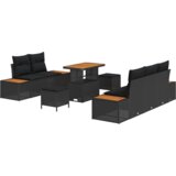 vidaXL set vrtnih sofa od 8 dijelova s jastučićima Crna Poli Ratan Akacija | shoptok.hr