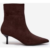 Boto Insulated Women's Ankle Boots on Heel Eco Suede Chocolate Belisse | shoptok.hr