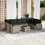  10-dijelni set vrtnih sofa poliratan s jastucima svijetlosivi | shoptok.hr