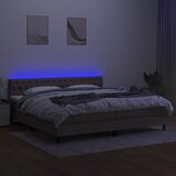 Krevet box spring s madracem LED smeđesivi 200x200 cm tkanina | shoptok.hr