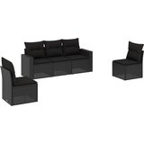 5-dijelna vrtna garnitura od poliratana s jastucima crna 66 x 62 x 69 cm | Shoptok.si