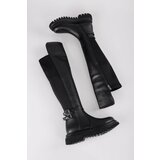 Shoeberry Women's Jaffa Black Thick Soled Elastic Boots Cene
