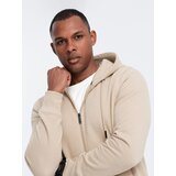 Ombre Men's unbuttoned cotton BASIC sweatshirt - beige | Shoptok.si