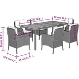  Vrtna jedilna garnitura 7-delna z blazinami črna poli ratan, (21023267) | Shoptok.si