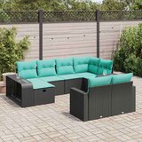  Vrtna garnitura - 10-dijelni set vrtnih sofa s jastucima crni od poliratana - Crna Bez stola 6 | shoptok.hr