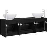 Set namje&amp;scaron;taja za kupaonicu 3 kom. Crna 49,5 x 44,5 x 65 cm Slike