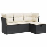 Maison Chic Seti vrtnega pohištva - Vrtna garnitura - Vrtni pohištvo set 4-delna z blazinami črna poli ratan, (21815343) | Shoptok.si