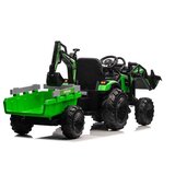 Lean_Toys Otroški Električni traktor TOP-WORKER 12V z zajemalko in prikolico Zelena | Shoptok.si