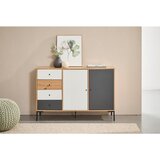 CARRYHOME ŠIROKA KOMODA, siva, bela, barve hrasta | Shoptok.si