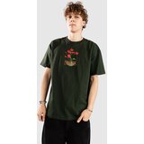 Dravus Linear Flora Boxy T-shirt forest green | Shoptok.si