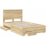  Krevetna konstrukcija s ladicama Sonoma hrast 120 x 200 cm Slike