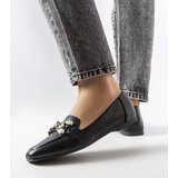 Gemre Black women's leather loafers with rhinestones square toe Marechal | Shoptok.si