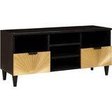 vidaXL TV omarica Črna in zlata 100 x 33 x 46 cm trden mangov les | Shoptok.si