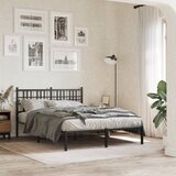 Maison Chic Kovinski Posteljni okvir - Dvoposteljna postelja - Zakonska postelja z vzglavjem črn 120x200 cm, (21692401) | Shoptok.si