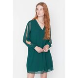Trendyol Emerald Green Chiffon Dress Cene