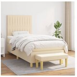 vidaXL Box spring postelja z vzmetnico krem 90x190 cm blago | Shoptok.si