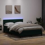 Box Spring krevet s madracem i LED tamno zeleni 160x220 cm baršun | shoptok.hr