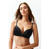 Trendyol Black Modal Satin Detailed Covered Knitted Bra with Plumping Effect