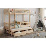 Molarem Home Drveni dječji krevet na kat Evan s tri kreveta i ladicom - svijetlo drvo - 180x80 cm - Bez madraca | shoptok.hr