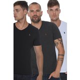 Dewberry TRIPLE SET T8568 V-NECK MEN'S T-SHIRT-BLACK-WHITE-ANTHRACITE | Shoptok.si