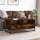 vidaXL Klubska mizica dimljen hrast 100x50x45 cm inžen. les in kovina | Shoptok.si