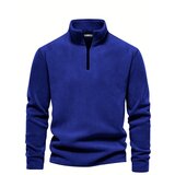 Dewberry 49143 Half Zipper Stand Collar Mens Fleece-BLUE Cene