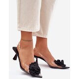Boto Transparent High Heel Sandals With Decorative Flower Black Risalie | shoptok.hr