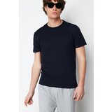 Trendyol Men's Navy Blue Regular/Normal Fit Text Printed on Back 100% Cotton Short Sleeve T-Shirt Cene