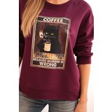 Kesi Włoski Women's cotton sweatshirt with a cat print and text plum | Shoptok.si