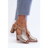 Boto Women's Sandals with High Heel Made of Eco Leather Gold Queenmarie | shoptok.hr