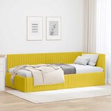  Kutni okvir kreveta s uzglavljem Žuta 100 cm x 200 cm Baršun | shoptok.hr