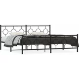 Metalni Kovinski posteljni okvir z vzglavjem in vznožjem črn 193x203 cm, (21056853)