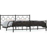 Metalni okvir kreveta uzglavlje i podnožje crni 193x203 cm | shoptok.hr