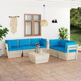 The Living Store Vrtna garnitura iz palet 6-delna z blazinami smrekovina - Vrtna Sedežna Garnitura, (21466503) | Shoptok.si