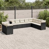 vidaXL 10-dijelni set vrtnih sofa s jastucima crni od poliratana | shoptok.hr