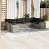 Maison Chic Seti vrtnega pohištva - Vrtna garnitura - Vrtni pohištvo set 10-delna z blazinami sv. siv poli ratan, (21816232) | Shoptok.si