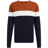 WE Fashion Pulover temno modra / oker / pastelno rumena / bela | Shoptok.si