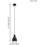 Eglo 55243 - visilica na sajli priddy 1xE27/60W/230V crna | Eponuda.com