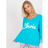 Fashion Hunters Oversized blue and white cotton sweatshirt with a print Cene