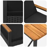  Set vanjskog namještaja s jastukom 3 pcs Crna poliratan | shoptok.hr