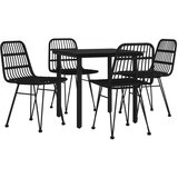  5-dijelni vrtni blagovaonski set od poliratana crni Crna Dužina stola 80 cm | shoptok.hr
