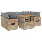  7-dijelni set vrtnih sofa s jastucima bež od poliratana bagrem | shoptok.hr