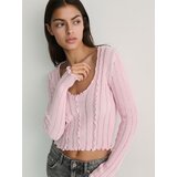 Reserved pleten teksturiran pulover - roza | Shoptok.si