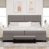  Krevet s oprugom s madracem i klupom taupe 200x200 cm Tkanina | shoptok.hr