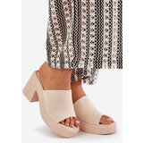 Boto Women Sandals On Heel And Platform Beige Omeisa | shoptok.hr