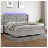  Box spring s madracem LED svjetlosivi 200x200 cm tkanina | shoptok.hr