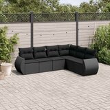  6-dijelni set vrtnih sofa s jastucima crni od poliratana | shoptok.hr