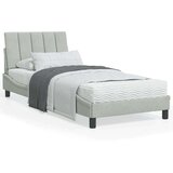 vidaXL Postelja z vzmetnico svetlo siva 90x200 cm žamet | Shoptok.si