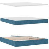 vidaXL Otomanska postelja z vzmetnico Temno modra 160x200 cm Žamet | Shoptok.si