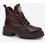 Boto Warm Lined Women's Ankle Boots with Golden Detail Chocolate Kavirae | shoptok.hr